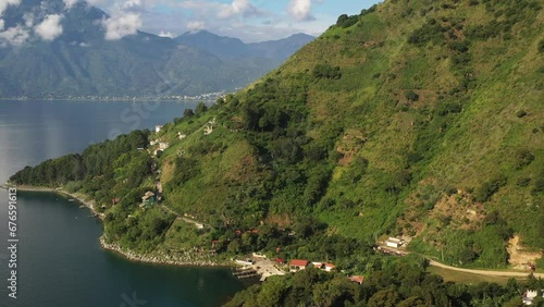 Aerial view of Atitlan volcano in Lake Atitlan, Guatemala