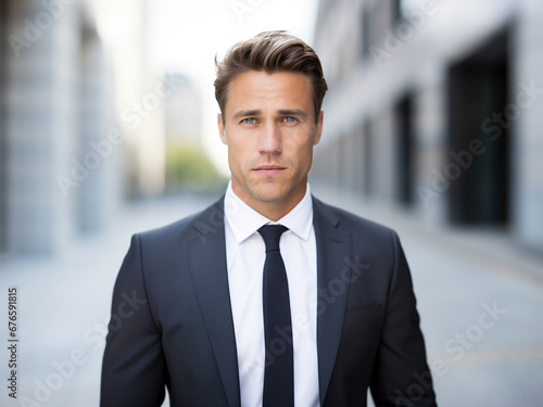 Portrait shot of lawyer in a city location