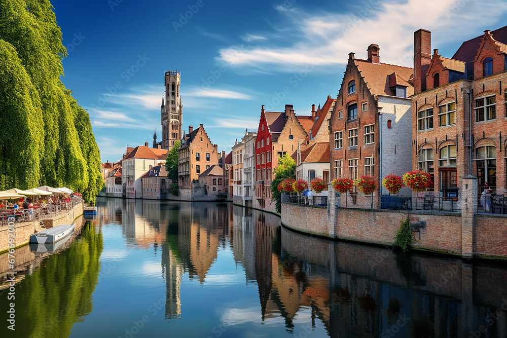 Photo of European-style cityscape by the river