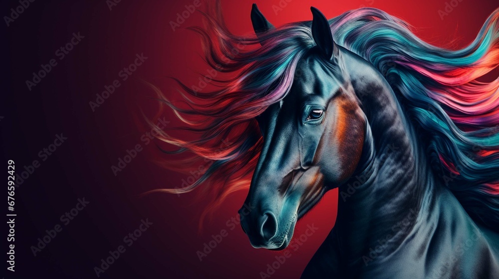 colorful horse isolated on a colorful backgroud  - obrazy, fototapety, plakaty 