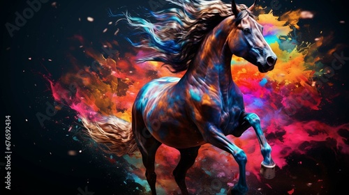 colorful horse isolated on a colorful backgroud 