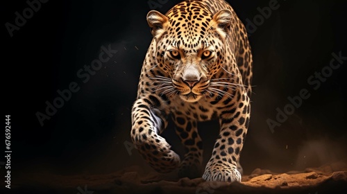 leopard on black background © ملک محمد اشرف