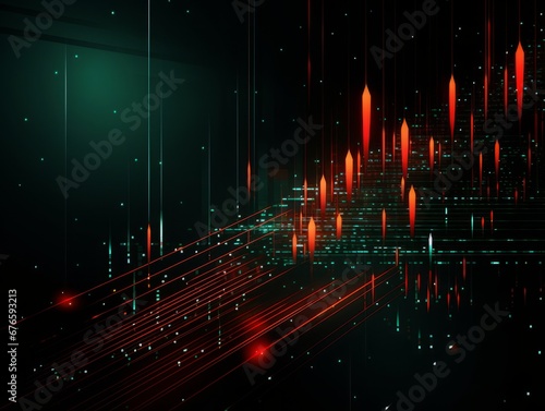 Abstract sci-fi green and red background  concept of digital future.  AI