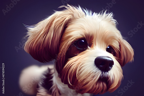Cute Dog Portrait, Painting