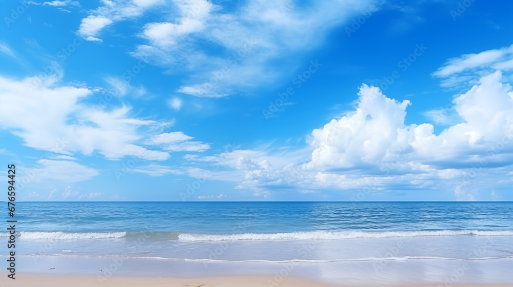 Blue sky with clouds above the sea background Blue sky with clouds above the sea background