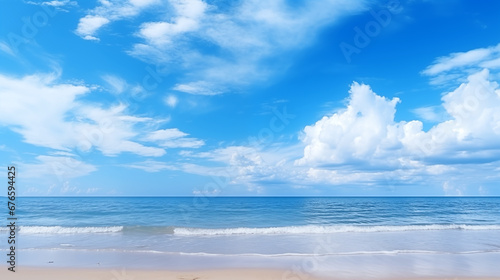 Blue sky with clouds above the sea background