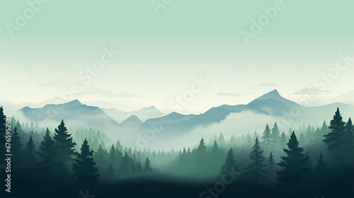 Pastel Green Mountain Landscape Background