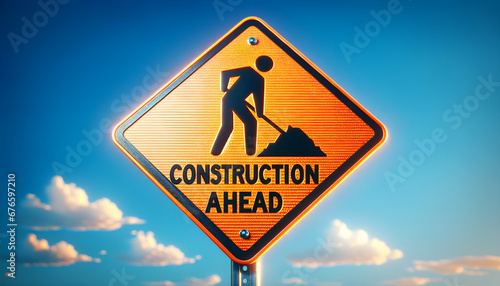 Warning: Construction Sign1 - Generative AI