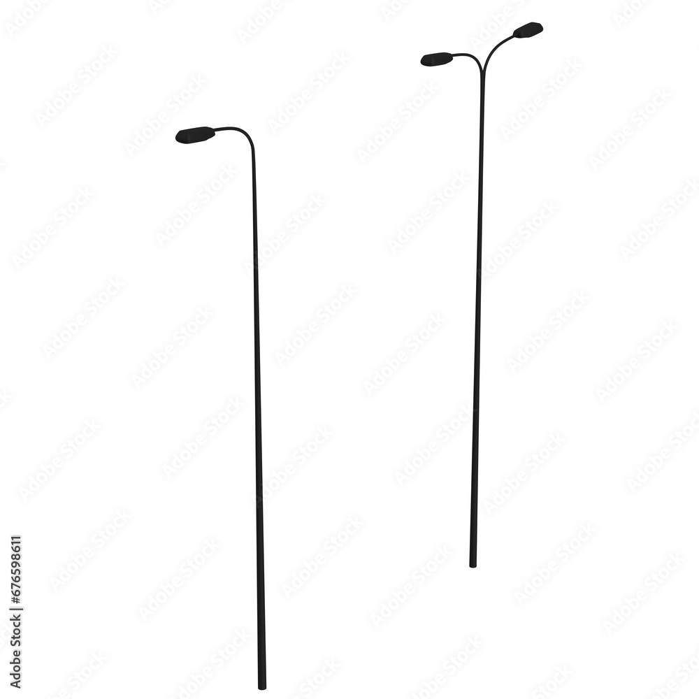 3D rendering illustration of a couple of street lamps 3D rendering illustration of a couple of street lamps