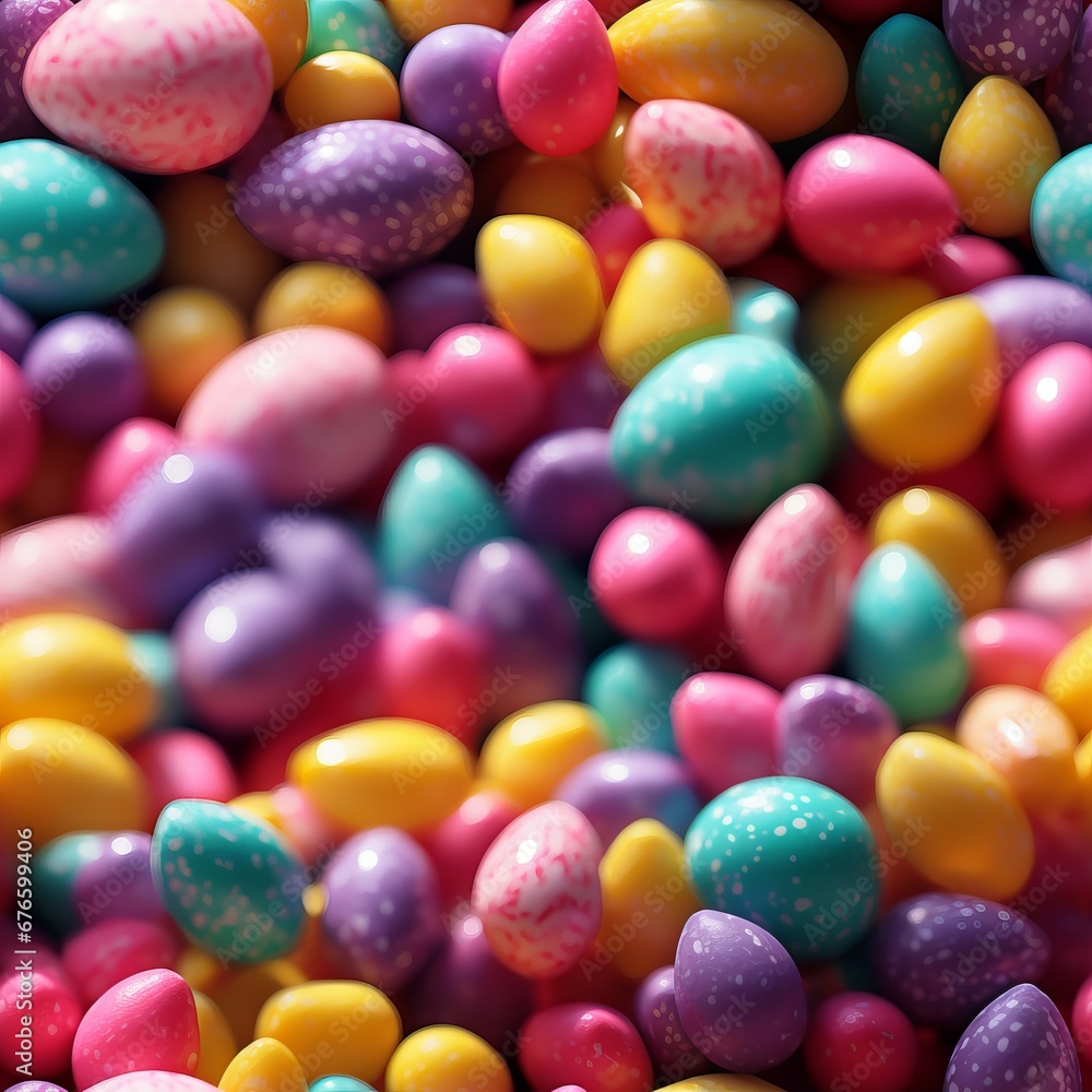 Vibrant easter eggs arranged in a seamless pattern over a bright and solid background Vibrant easter eggs arranged in a seamless pattern over a bright and solid background