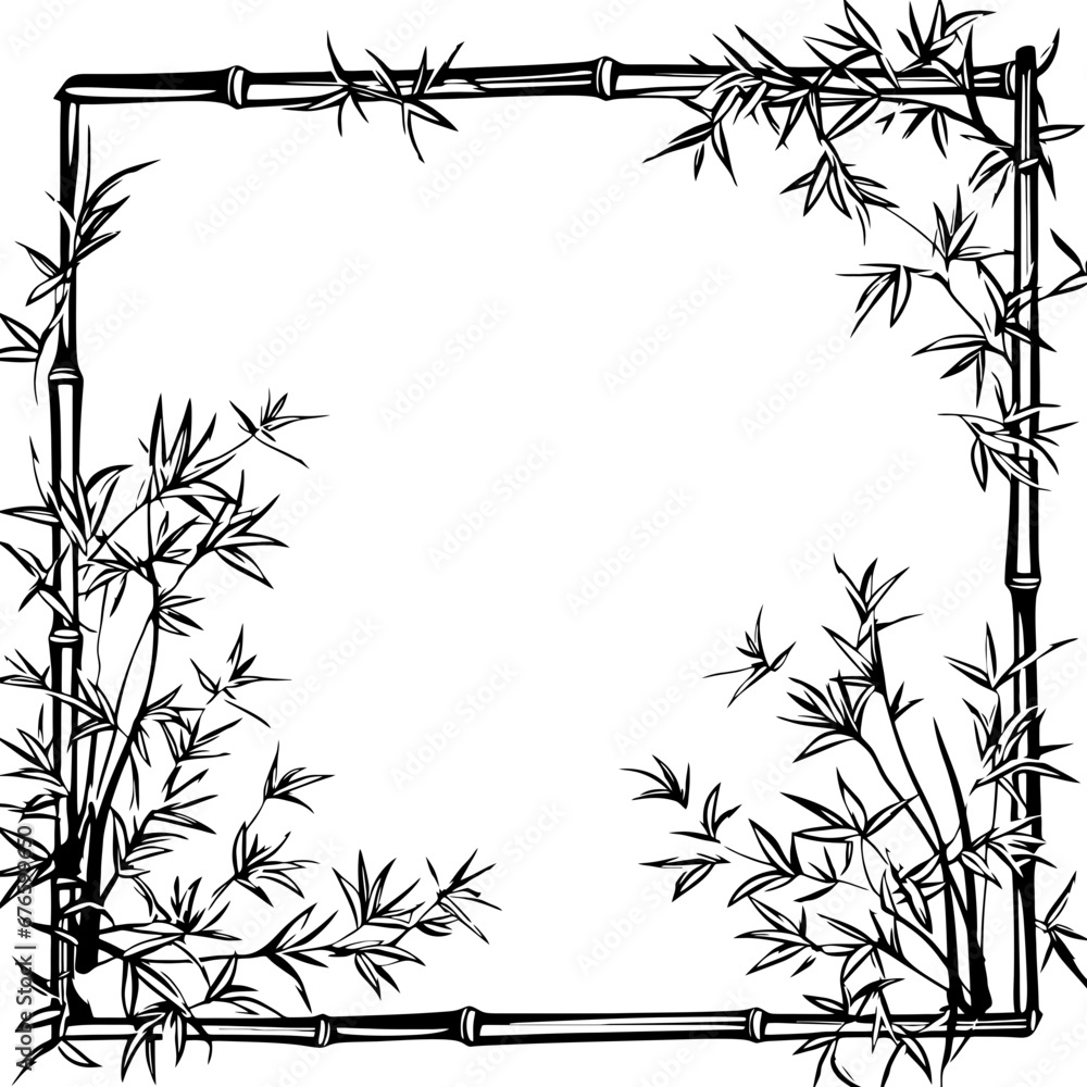Obraz premium Bamboo frame border silhouette