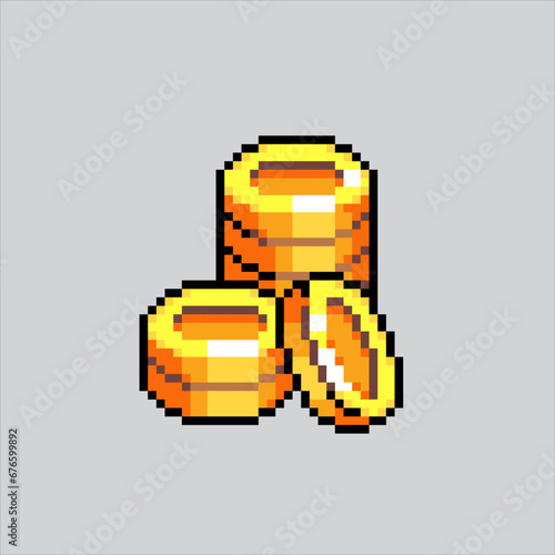 Pixel art illustration Coin. Pixelated Coin. Coin pixelated for the pixel art game and icon for website and video game. old school retro.