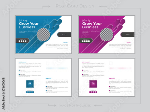 Elegant simple clean creative corporate modern professional business construction real estate agent post card design template.