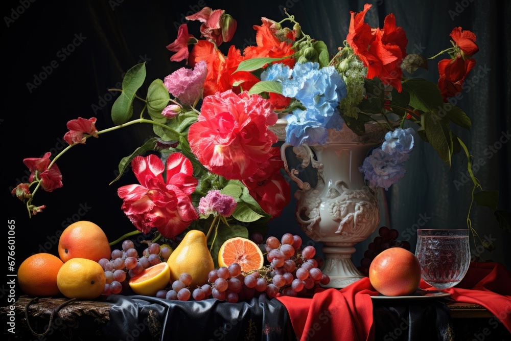 still life with fruits and flowers still life with fruits and flowers