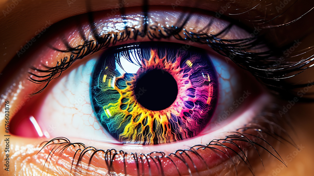Closeup view of colorful eye