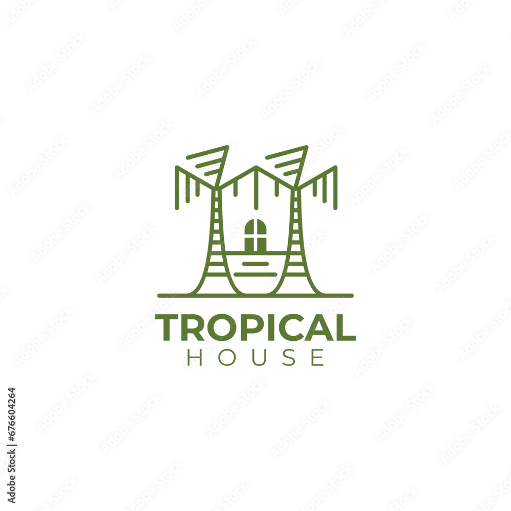 Coconut tree logo with empty space form a house Coconut tree logo with empty space form a house