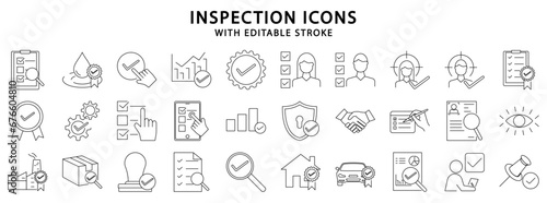 Inspection icons. Inspection icon set. Inspection line icons. Vector illustration. Editable stroke.