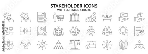 Stakeholder icons. Stakeholder icon set. Stakeholder Line icons. Vector illustration. Editable stroke.