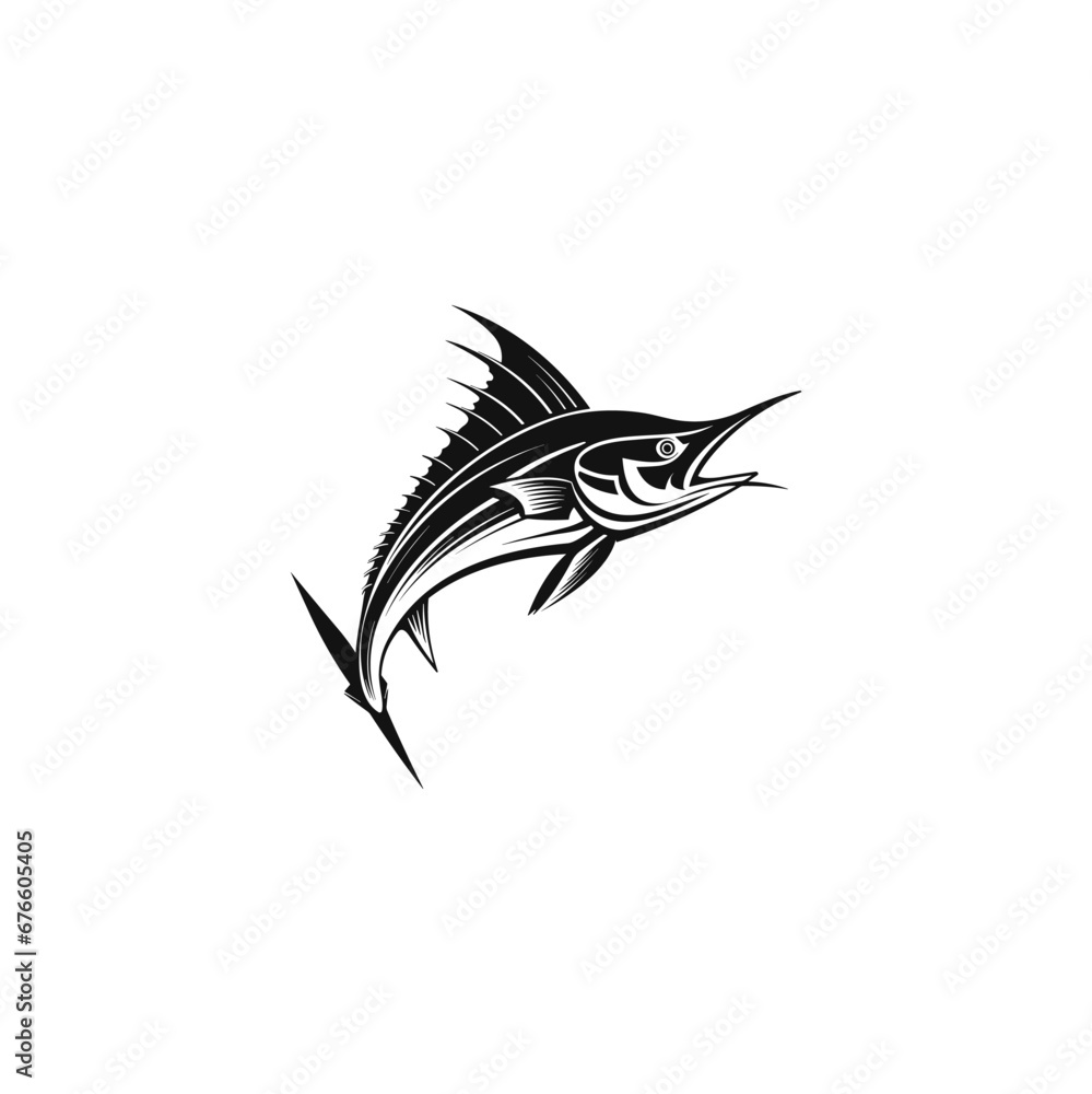 Marlin Fish Logo Template. Unique and Fresh marlin fish jumping Marlin Fish Logo Template. Unique and Fresh marlin fish jumping