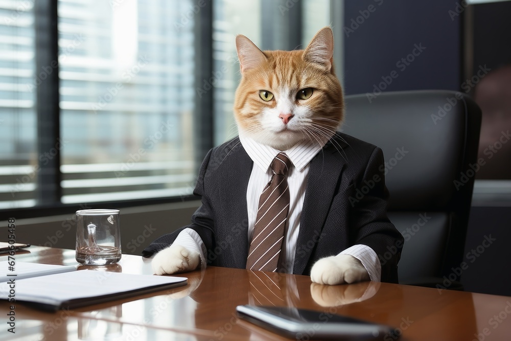 Cat in a business suit online