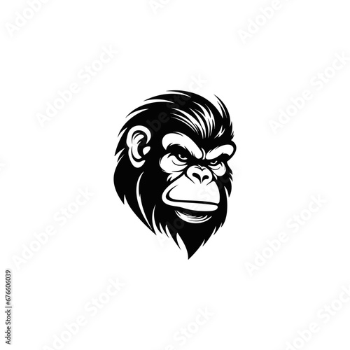 Monkey in sunglasses and a cap,gorilla head logo template