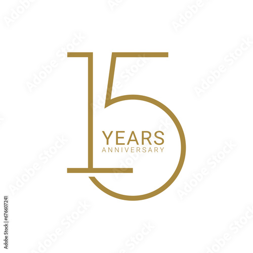 15th, 15 Years Anniversary Logo, Vector Template Design element for birthday, invitation, wedding, jubilee and greeting card illustration. photo