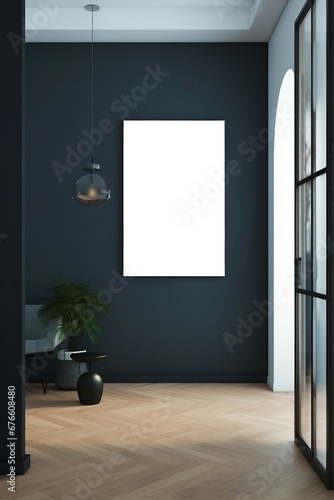 Poster template  empty room with a frame