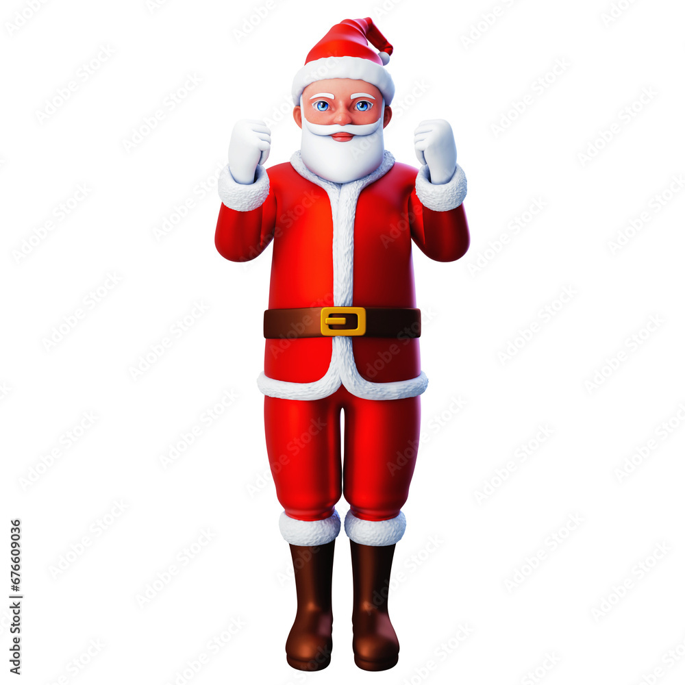 3D character of santa claus showing fist gesture using both hands, Merry Christmas and Happy New Year, 3d illustration and rendering 3D character of santa claus showing fist gesture using both hands, Merry Christmas and Happy New Year, 3d illustration and rendering