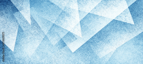 Fototapeta Naklejka Na Ścianę i Meble -  modern abstract blue background design with layers of textured white transparent material in triangle diamond and squares shapes in random geometric pattern