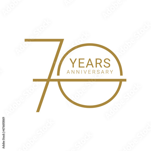 70th, 70 Year Anniversary Logo, Golden Color, Vector Template Design element for birthday, invitation, wedding, jubilee and greeting card illustration.