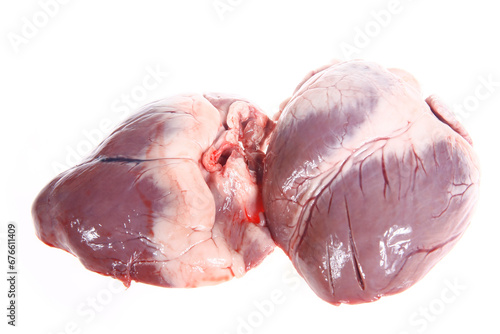 The pig heart on a white background