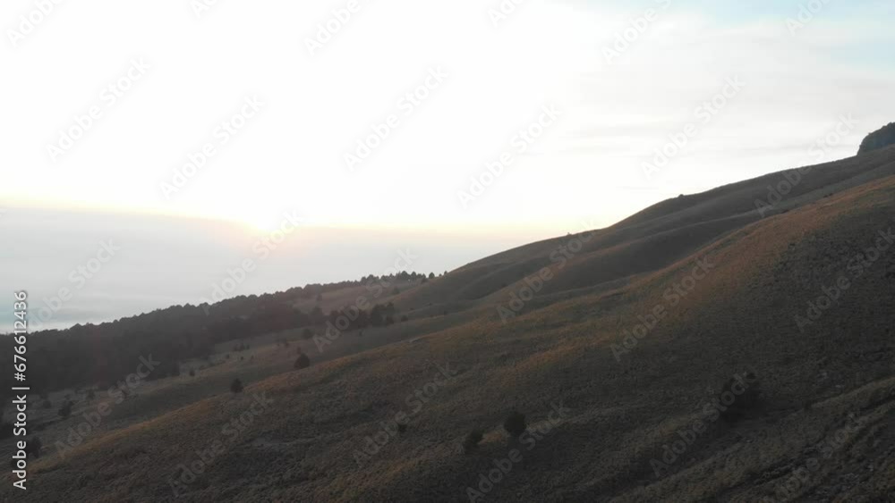 Sunrise on Mountain Drone Shot Towards Sun 1 Sunrise on Mountain Drone Shot Towards Sun 1