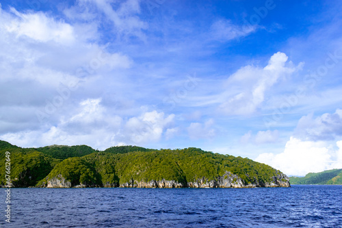 Tropical islands on a sunny, blue sky. Romblon Island, Philippines