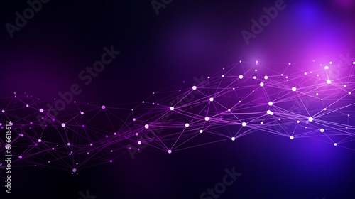 An abstract background of purple light and mesh technology. Generative AI. 