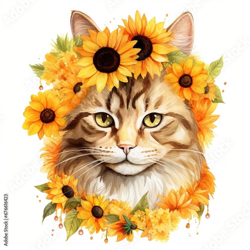 cat with flower