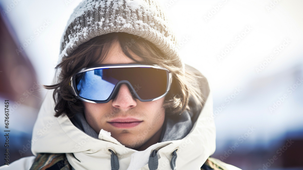 young adult man, caucasian, 20s 30s, Snowbound Serenity young adult man, caucasian, 20s 30s, Snowbound Serenity