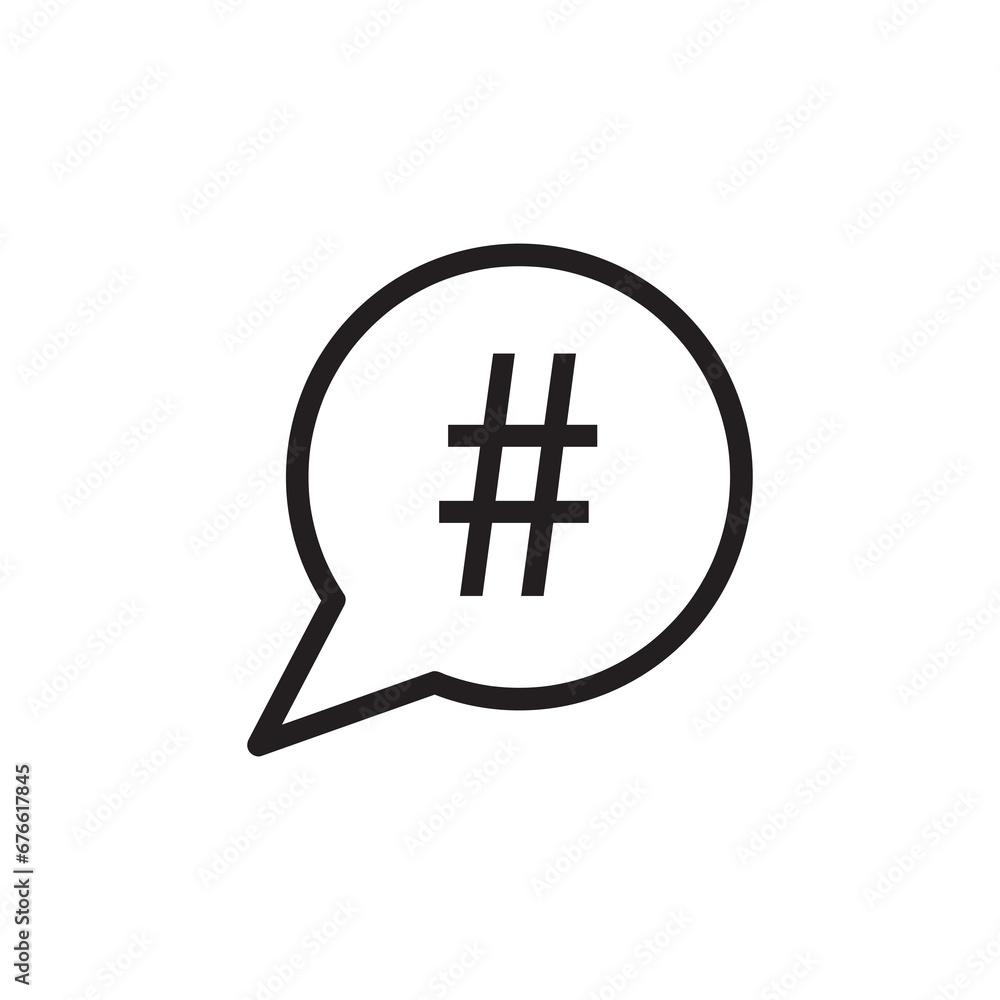 Fototapeta premium Hashtag icon in speech bubble. Vector flat trendy style illustration on white background..eps