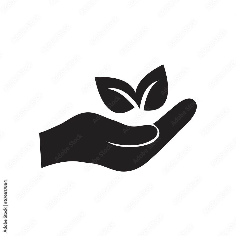 Plant leaf in hand icon. Vector flat trendy style illustration on white background..eps Plant leaf in hand icon. Vector flat trendy style illustration on white background..eps