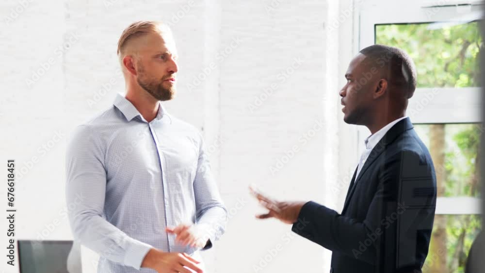 Two Businesspeople Talking With Each Other Two Businesspeople Talking With Each Other