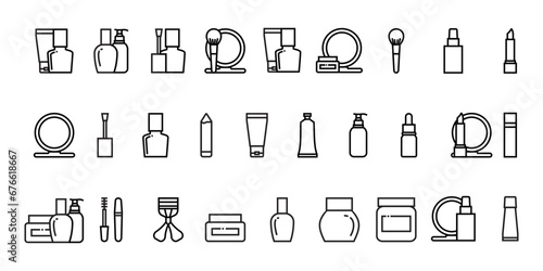 Collection of cosmetic, cosmetic tools, vector icon templates editable and resizable EPS 10