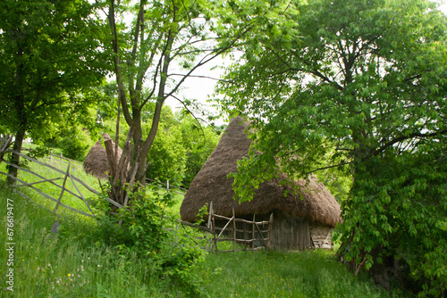 Photos A cozy, rustic hut, nestled amidst the dense woods