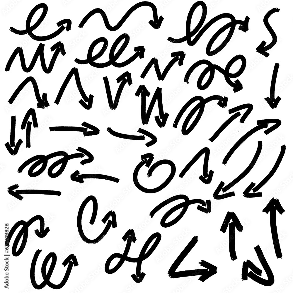 Brush Stroke Collection hand draw Set Of Black Arrows Stock Illustration Brush Stroke Collection hand draw Set Of Black Arrows Stock Illustration