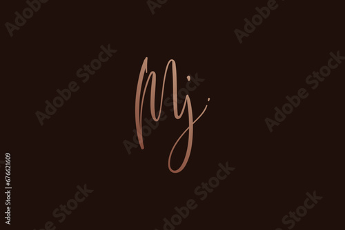 Mj handwritten logo template. Initial signature vector