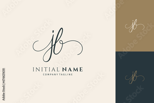 jb handwritten logo template. Initial signature vector photo