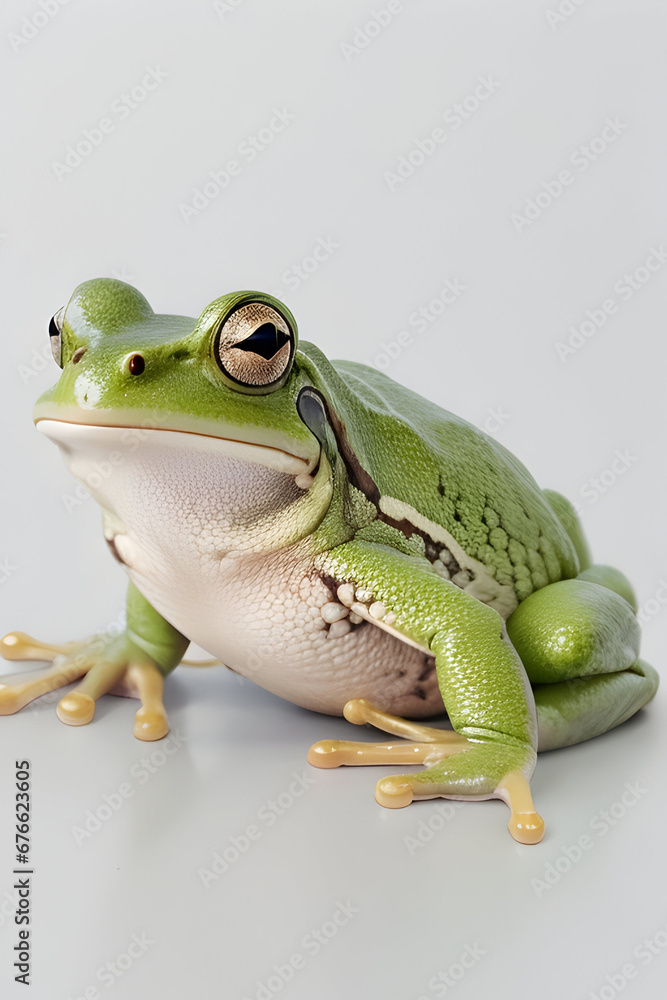 Obraz premium green frog with white background