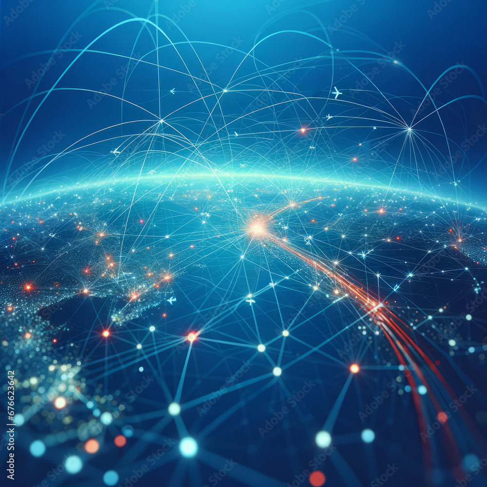 Obraz premium Air Traffic Control Network Abstract Background