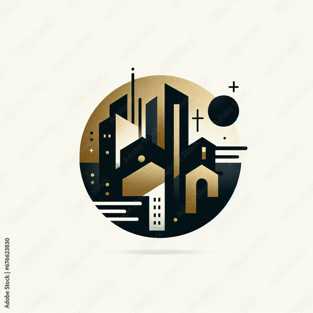 Obraz premium Property Developer Logo in Black and Gold