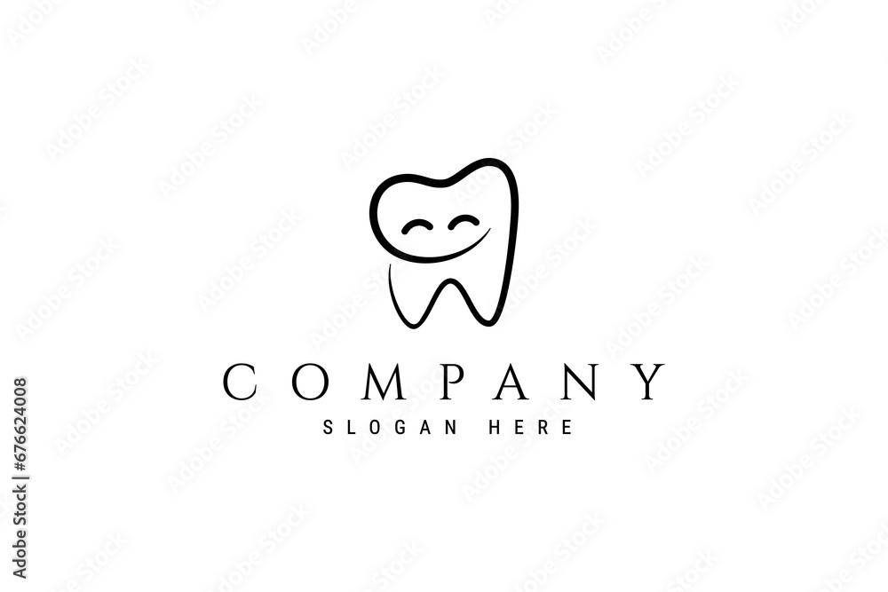dental smile logo design vector suitable for dental clinic, dental care and healthy teeth - obrazy, fototapety, plakaty 