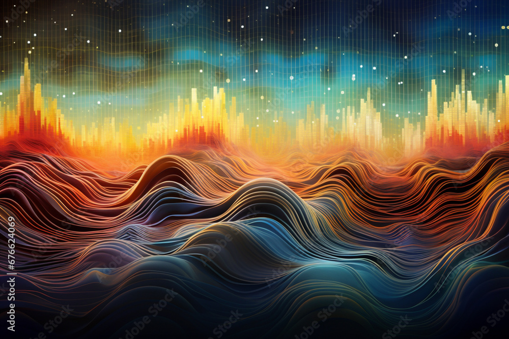Abstraction of brain waves | A digital representation of brain waves transforming into a harmonious pattern | symbolizing the positive impact of dementia support | abstract art with a scientific touch Abstraction of brain waves | A digital representation of brain waves transforming into a harmonious pattern | symbolizing the positive impact of dementia support | abstract art with a scientific touch