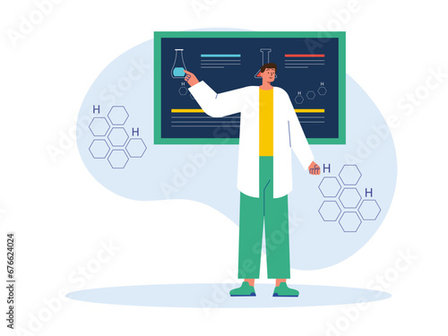 Laboratory illustration. Medical Researcher doing research illustration.